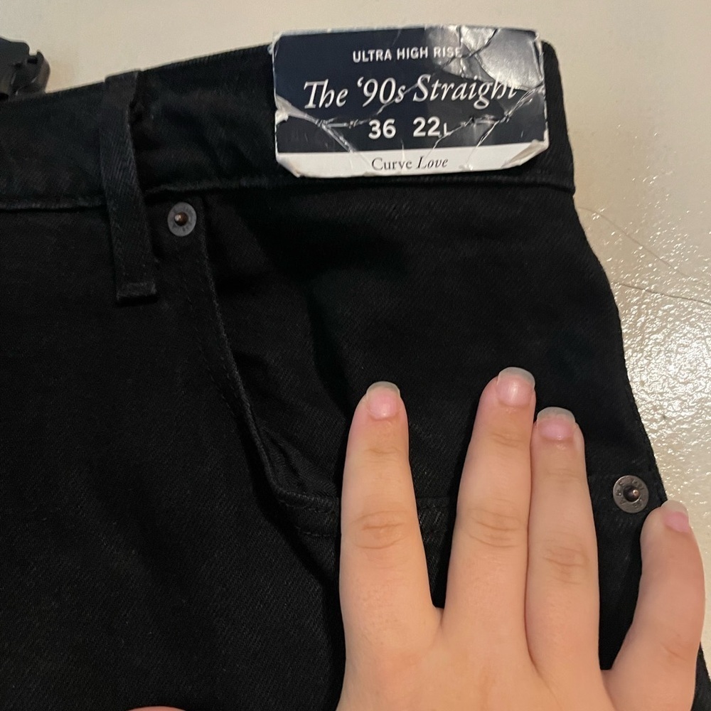 NWT Abercrombie and Fitch the 90s straight ultra high rise black jeans size 22L - Picture 2 of 7